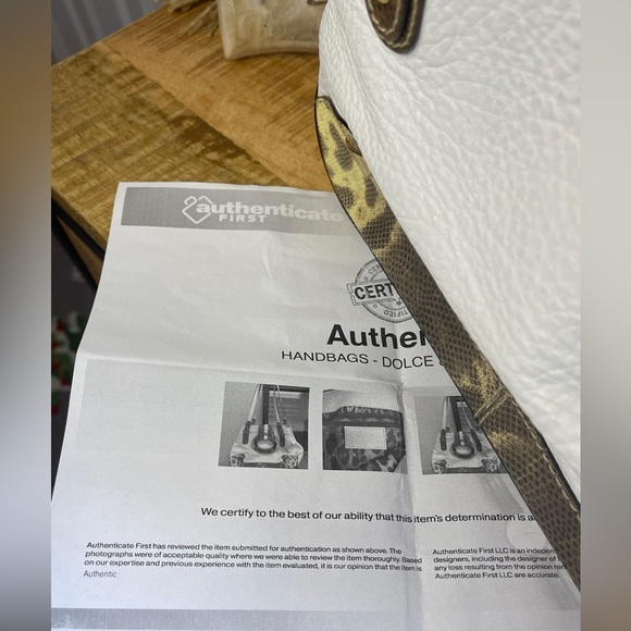 D&G DOLCE & GABBANA Lizardskin And White Leather Handbag With Gold Tone Hardware - Picture 11 of 16